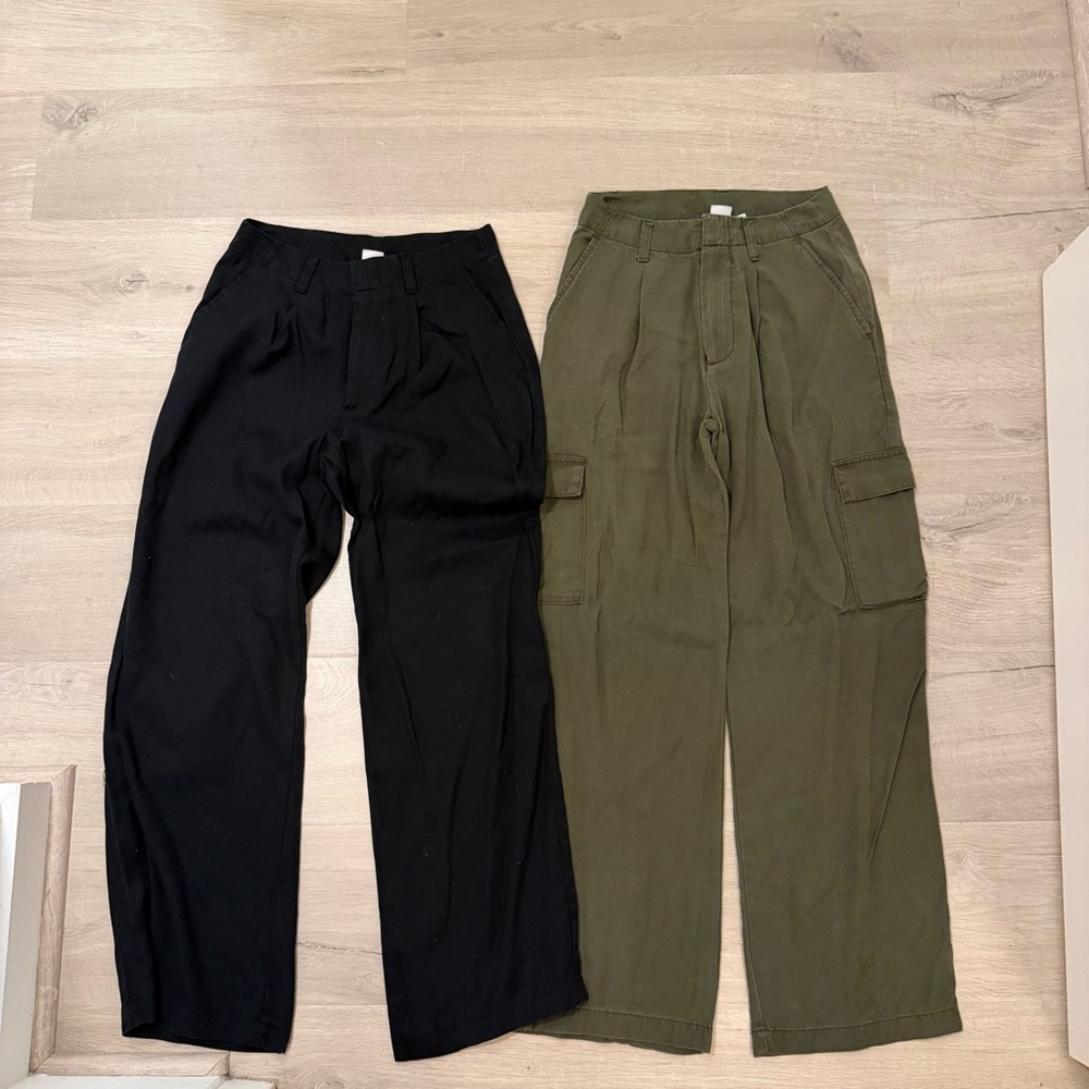 Bundle of two GAP Casual Wide Leg Pants Duo - Black & Olive Green size 0
